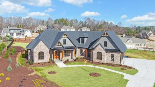 Plan # SW1039 |  Custom Home Construction Flowery Branch GA | Brick And Siding Two-Story Home